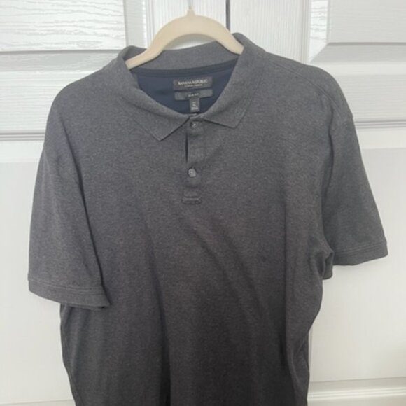 Banana Republic cotton polo:  warm charcoal gray, barely worn and in great shape - Picture 1 of 4